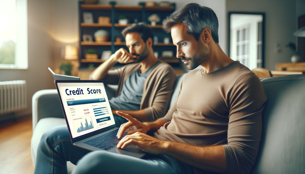 checking credit score on a laptop